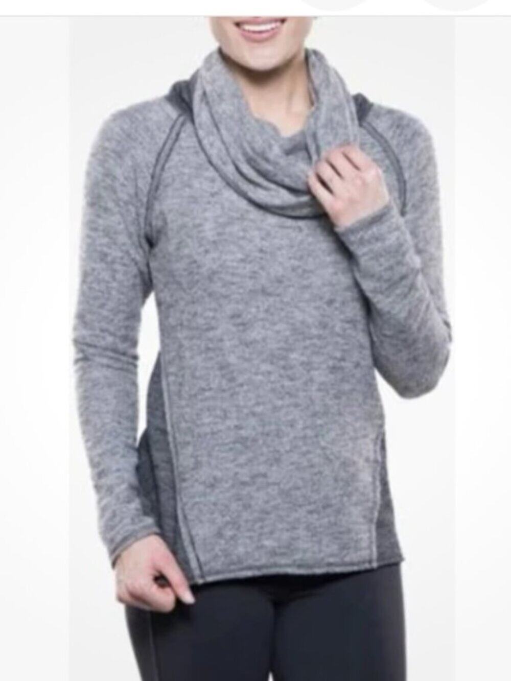 Kuhl "Nova" Womens Slouchy Cowl Neck Blue Gray Sweatshirt Womens Size S 34" Bust